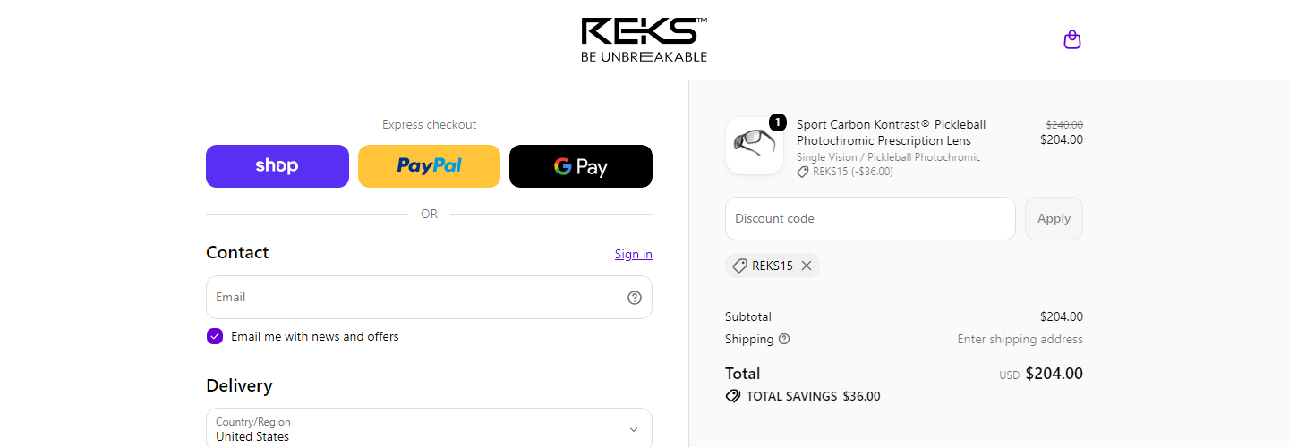 Where to enter REKS coupon code at checkout