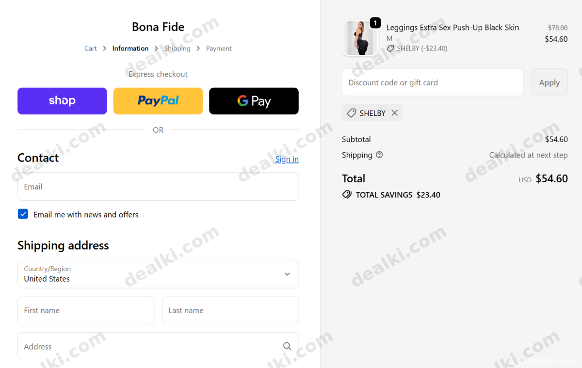 Where to enter Bona Fide coupon code at checkout