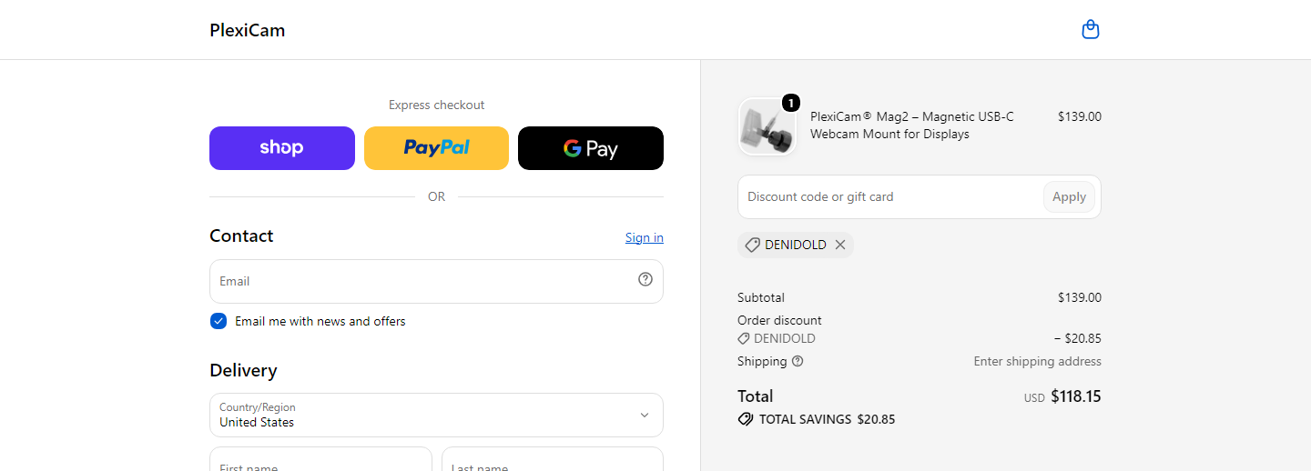 Click to view proof and visit Plexicam Where to enter Plexicam coupon code at checkout