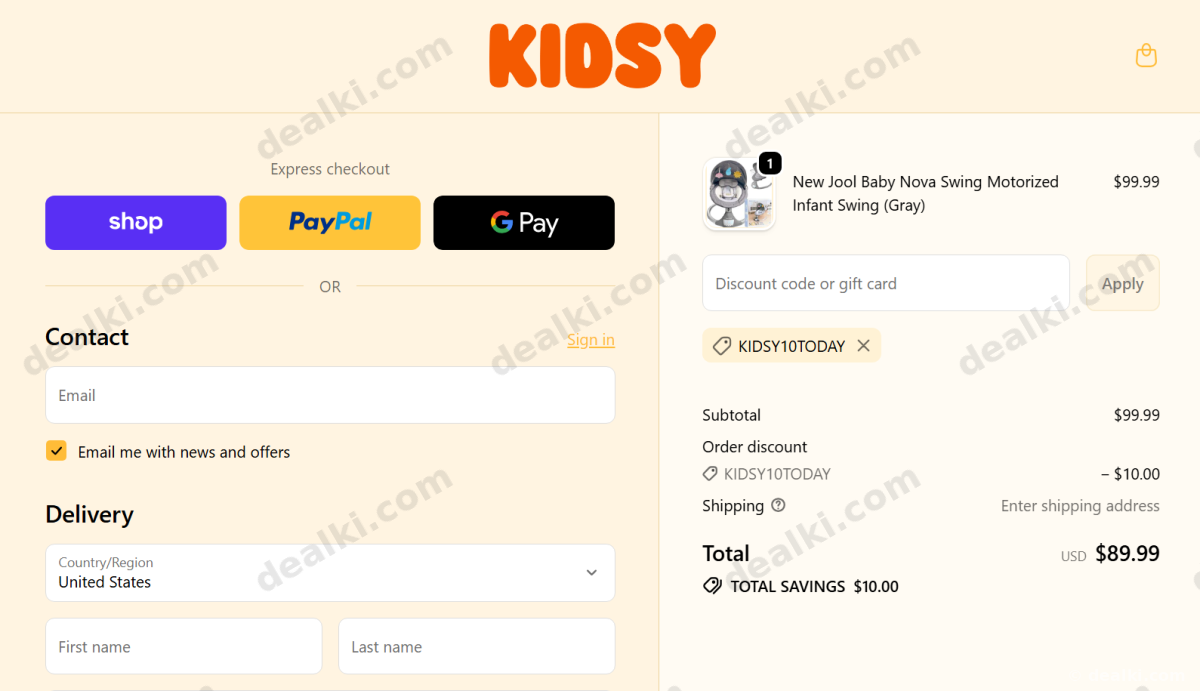 Click to view proof and visit Kidsy Where to enter Kidsy coupon code at checkout