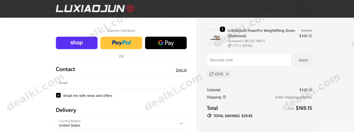 Where to enter Luxiaojun coupon code at checkout