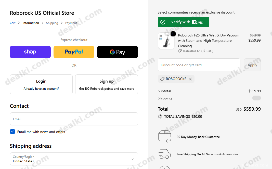 Where to enter Roborock coupon code at checkout