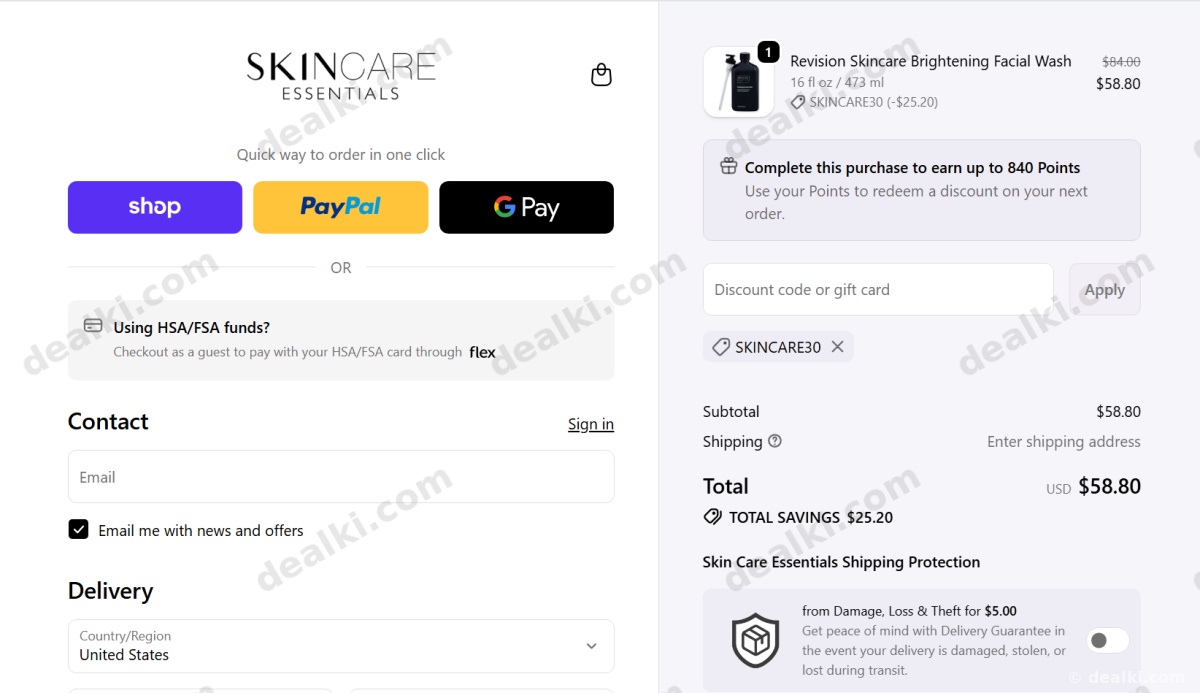 Where to enter Skincare Essentials coupon code at checkout