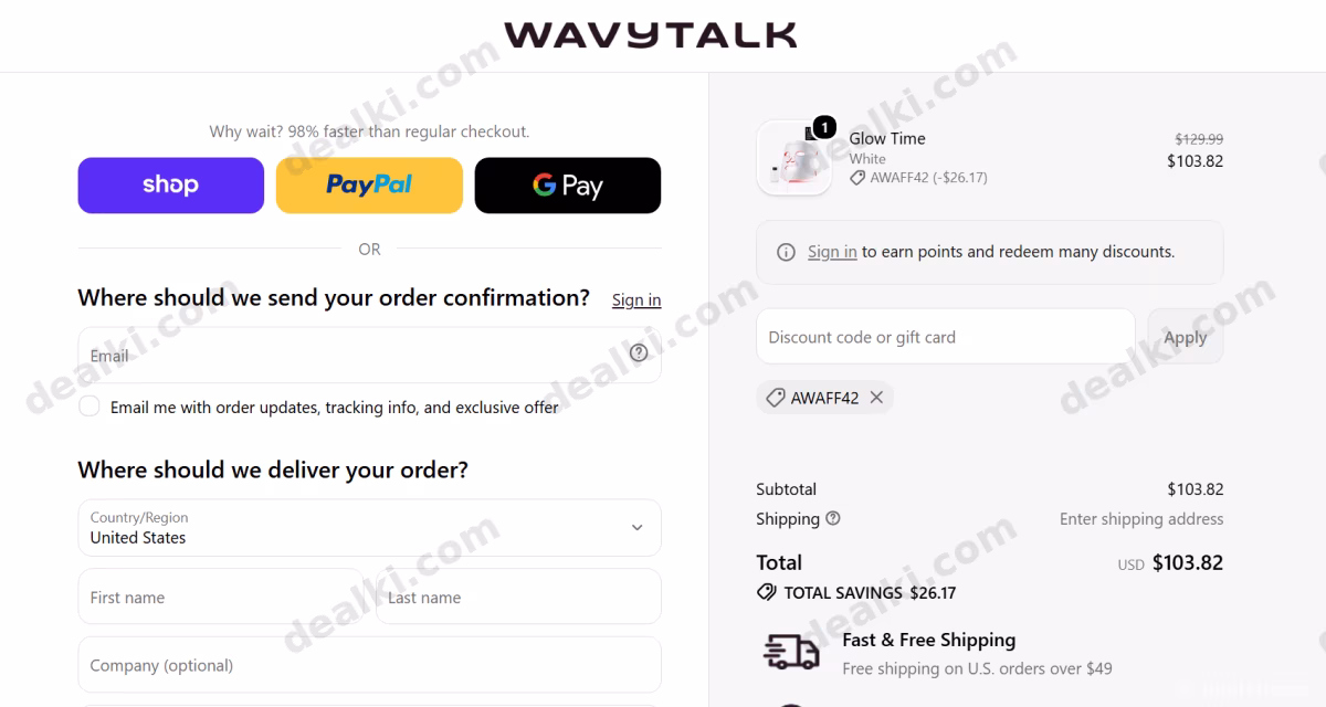 Where to enter Wavytalk coupon code at checkout